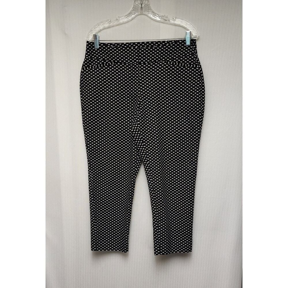 APT 9 Women's Pants Black White Geometric Cropped Flat Front Stretch Size 10 - Picture 3 of 8